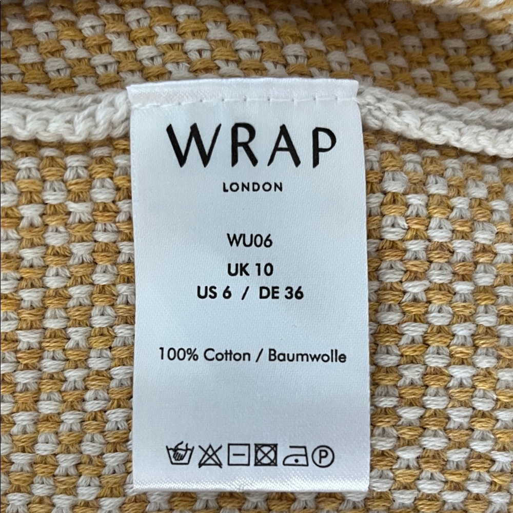 Wrap London Yellow Knit V-Neck Sweater with Cream Trim - Picture 3 of 5
